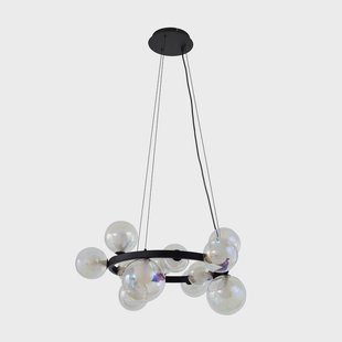 Marvi hanglamp, Ø 68 cm, zwart, glas, metaal Lucande - Woonkamer - Modern - Meerdere lampen
