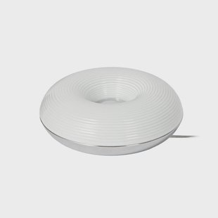 Fjora LED-tafel-/wandlamp, wit/chroom, Ø 30 cm Lindby - Woonkamer - Designer - Glas - Rond