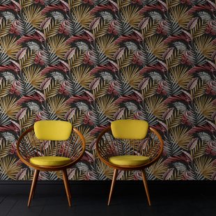 Decomode Vliesbehang Flow - Zwart - Rood - Bruin - 10,05 M X 52 Cm