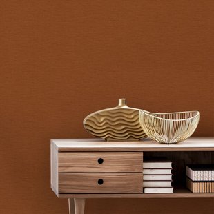 Vliesbehang Burnt Textile Uni - Oranje - 10,05 M X 52 Cm