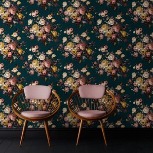 Decomode Vliesbehang Bouquet - Blauw - Multicolour - 10,05m X 52cm