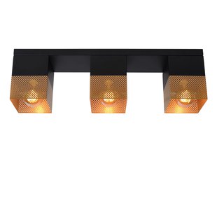 Lucide Plafondlamp Renate Zwart Goud 3xe27