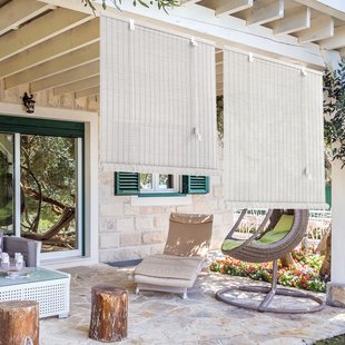 Madeco 7361 Bamboe Rolgordijn Roll Up Wit 150x250cm