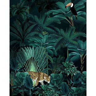 Fotobehang Jungle Night - Groen - 2,50m X 200cm