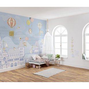 Fotobehang Rooftop Ralley - Blauw - 2,50m X 350cm