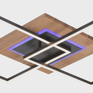 Elobra LED plafondlamp Panama M Plus, eiken/zwart, lengte 61 cm