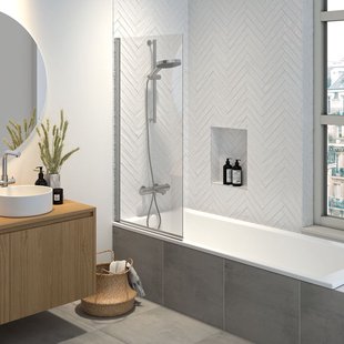 Sealskin Hooked Badwand 75x140cm Hoog Zilverhoogglans |6mm Helder Veiligheidsglas Met Antikalk Coating