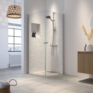 Sealskin - Douche Hoekinstap Hooked 90 X 200cm - Zilver Profiel - 6 Mm Helder Glas