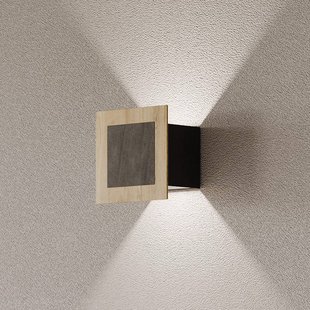 Elobra LED wandlamp Chile S, eiken/graniet, hoogte 15 cm, dimbaar