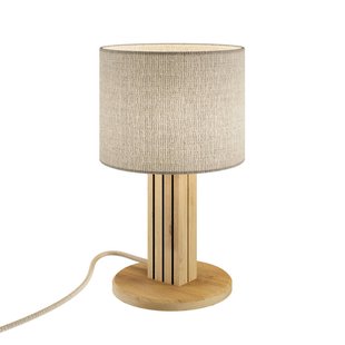 Elobra Tafellamp Inka S, eiken/zwart, hout/stof, hoogte 30 cm