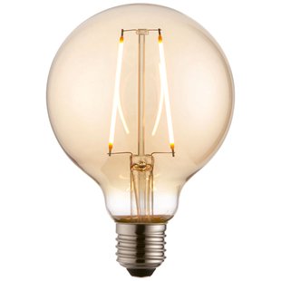 Brilliant Ledfilamentlamp Globe - Amber - D9,5cm - Warm Wit - E27 - 2w