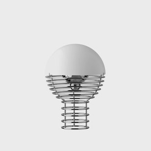 Wire accu-tafellamp, hoogte 25 cm, IP44 Verpan - Woonkamer - Designer - Roestvrij staal - 1 lamp