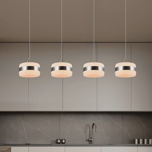 Trio Lighting LED hanglamp Dios, nikkelkleurig, lengte 85 cm, CCT, 4-lamps.