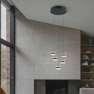 Trio Lighting LED hanglamp Dios, nikkelkleurig, Ø 45 cm, CCT, 5-lamps.