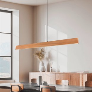 Trio Lighting LED hanglamp Edgewood, lengte 150 cm, houtkleurig hout, CCT