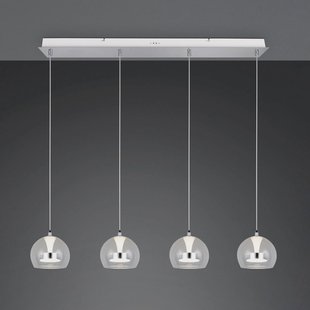 Trio Lighting LED hanglamp Flynt, lengte 97 cm, chroomkleurig metaal, 4-lamps.