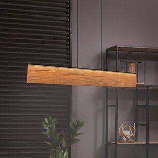 Trio Lighting LED hanglamp Kalea, lengte 110 cm, houtkleurig, hout
