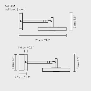 UMAGE LED wandlamp Asteria SHORT HW, gepolijst staal, 28 cm