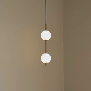 UMAGE LED hanglamp Audrey, messingkleurig, 2-lamps. Ø 12 cm