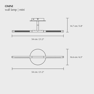 UMAGE LED wandlamp Omni, messingkleurig, breedte 54 cm, 2-lamps.