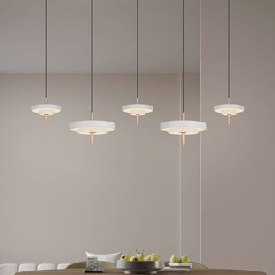 Trio Lighting LED hanglamp Keaton, lichtgrijs, lengte 140 cm, CCT, 5-lamps.