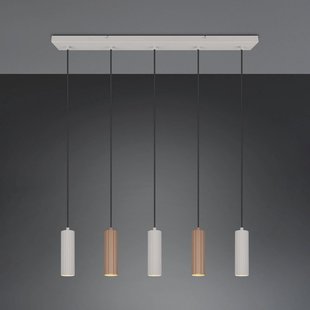 Trio Lighting Hanglamp Soka, bruin/grijs, lengte 85 cm, metaal, 5-lamps.