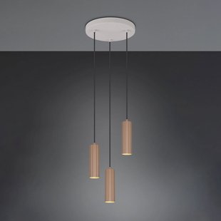 Trio Lighting Hanglamp Soka, bruin/grijs, Ø 28 cm, metaal, 3-lamps.