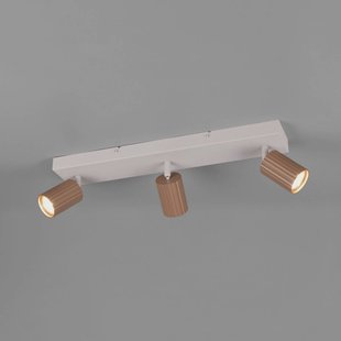 Trio Lighting Plafondspot Soka, bruin/grijs, lengte 50 cm, metaal, 3-lamps.