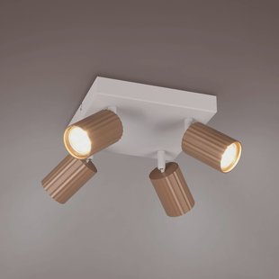 Trio Lighting Plafondspot Soka, bruin/grijs, lengte 20 cm, metaal, 4-lamps.