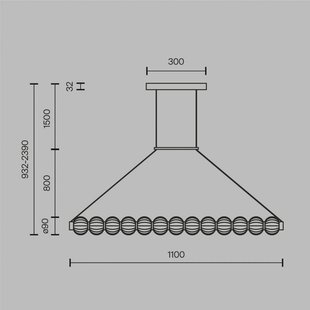Maytoni LED hanglamp AMULET, lengte 110 cm, goudkleurig, metaal/glas