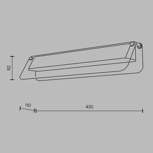 Maytoni LED wandlamp FLAT, grijs/messing, breedte 43 cm, glas/metaal