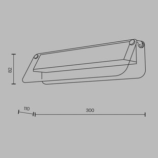 Maytoni LED wandlamp FLAT, grijs/messing, breedte 30 cm, glas/metaal