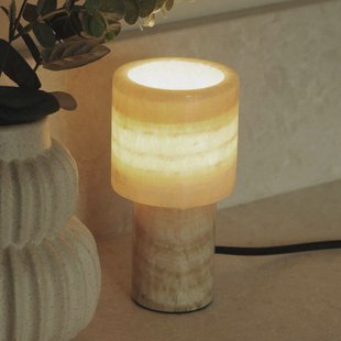 PR Home tafellamp Lucie, crème, marmer, 16 cm hoog, G9