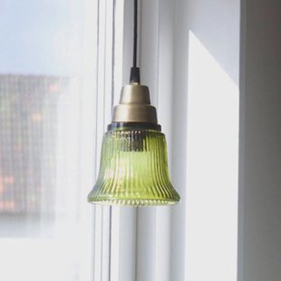 PR Home hanglamp Emmi, groen/messing, glas, stekker, E27
