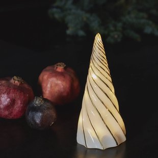 Sirius LED-decoratiefiguur Vilma, wit/goud, hoogte 19 cm, glas, batterij