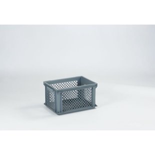 Grijze Engels Fietskrat – 21 Liter, Geperforeerd Met Handgrepen