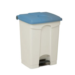 Engels Afvalbak Met Pedaal – 70 Liter, Wit Met Blauw Deksel