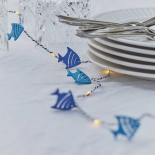 Sirius LED lichtketting Selma Fish, blauw, 20 lampjes, werkt op batterijen