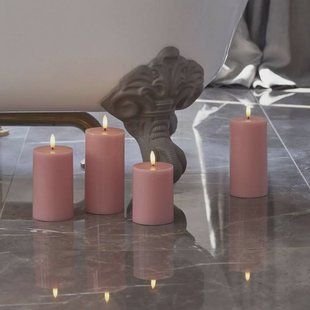 Sirius LED-kaars Sille, roze, hoogte 10 cm, was, werkt op batterijen