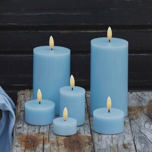 Sirius LED-kaars Sille, blauw, hoogte 10 cm, was, werkt op batterijen