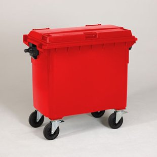 Engels Rode Afvalcontainer – 660 Liter, Hdpe Kunststof