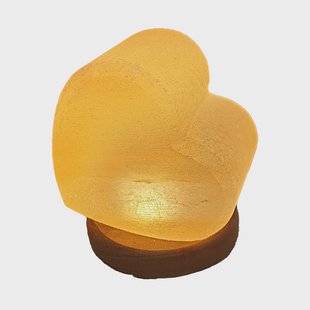 Wagner Life Zoutlamp hart, houten voet, USB-aansluiting, barnsteen