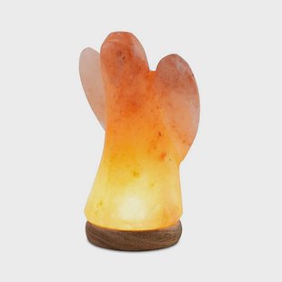 Wagner Life Zoutlamp engel klein, houten voet, USB-aansluiting, barnsteen