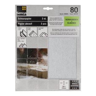 Sencys Schuurvel Stearaat Wit 230x280mm P80 3st