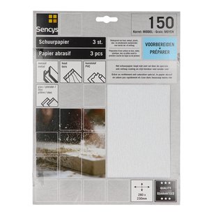 Sencys Schuurvel Stearaat Wit 230x280mm P150 3st