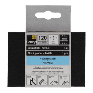 Sencys Schuurblok P120 70x100x25mm Zwart