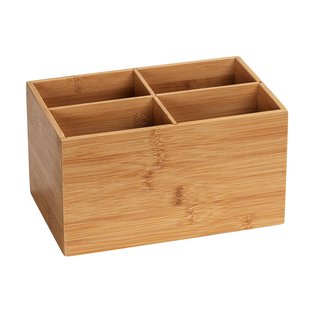 Wenko Opbergbak Terra Met 4 Vakken Van Bamboe Natuurlijke Look 22x12x14cm