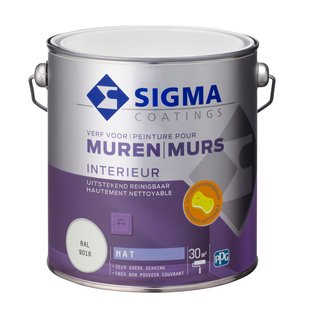 Sigma Interieur Muurverf - Mat - Ral 9016 - 2,5l