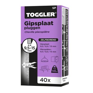 Toggler Plug Voor Gipsplaat Sp Kunststof - Diam. 8 Mm - 40 Stuks