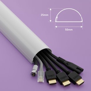 D-line Kabelgoot Zelfklevend Halfrond 50x25mm 1,5m Wit